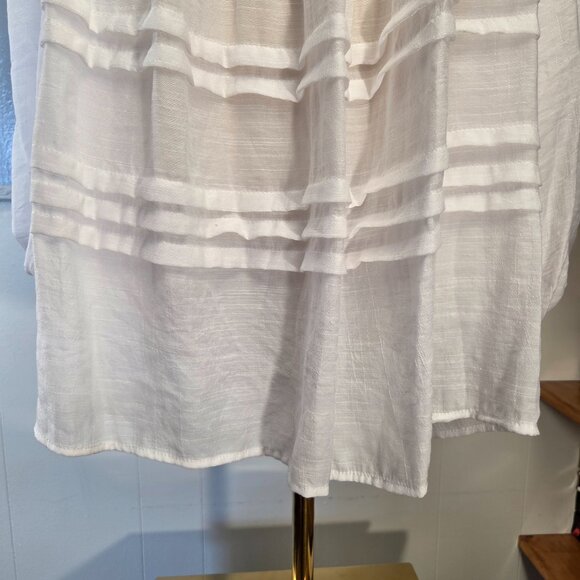 Cato 26/28 White Eyelet Square Neck Ruffle Flowy Balloon Sleeve Casual Blouse - Picture 3 of 11